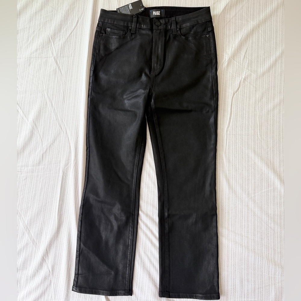PAIGE Cindy Jeans High Rise Transcend Black Fog Luxe Coating Sz 30 Goth Core - Picture 14 of 16